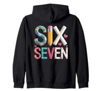 Six Seven Pencil And Chalk Cute Hearts Kids School Zip Hoodie