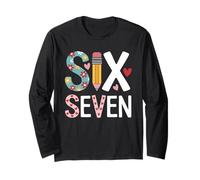 Six Seven Pencil Hearts Daisy Letters Back to School Long Sleeve T-Shirt