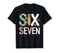Six Seven Pencil Hearts Daisy Letters Back to School T-Shirt