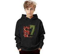 Six Seven Pullover Sweatshirt,Girls Kids Pullover Hoodie Sweatshirt For Winter Festive 2 Pack Cute Unisex Hoodie For Seasons (Black, 3-4 Years)