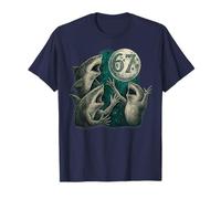Six Seven Sharks Dancing Under 67 Moon Cursed Meme Brainrot T-Shirt