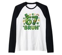 Six Seven St Patricks Day 67 6 7 Lucky Leprechaun Men Women Raglan Baseball Tee