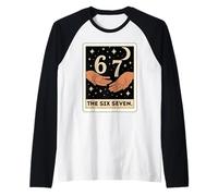 Six Seven Tarot Card Crescent Moon Tee, Funny 6 7 Occult Raglan Baseball Tee