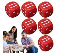 Six Sided Dice - Acrylic Cube with Heart Dots, 6 Pieces Rounded Corners for Travel Lessons Activities Holiday Events Evening