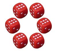 Six-sided dice, acrylic game cube with heart-shaped dots, 6 pieces with rounded edges for maths lessons, collecting, table games