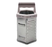 Six Sided Food Grater with Handle - Multi-Surface Metal Grater for Cheese, Vegetables & More - 19cm Height (Stone)