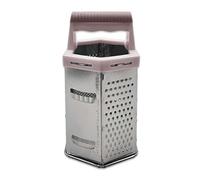Six Sided Food Grater with Handle - Multi-Surface Metal Grater for Cheese, Vegetables & More - 19cm Height (Blush Pink)