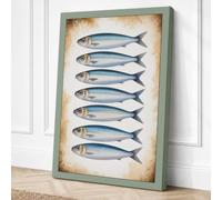 Six Silvered Specimens Canvas Wall Art Print 18x12 Inch (46 x 30 cm)