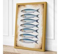 Six Silvered Specimens Canvas Wall Art Print 36x24 Inch (91 x 61 cm)