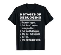 Six Stages of Debugging Funny Software Development Design T-Shirt