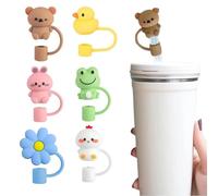 Six Stanley Straw Cover, 6 Caps, Suitable for 30oz & 40oz Straw Lid Covers, Cup 9-10MM, Stanley Cup Accessories, Toppers Mixed Animals, Six Drinks Caps, Party