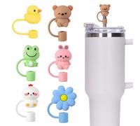Six Stanley Straw Covers, 6 Straw Caps, Suitable for 30oz & 40oz Straw Lid Covers, Stanley Cup 9-10MM, Stanley Cup Accessories, Straw Toppers Mixed Flowers, Six Drinks Straw Caps, Party Presents