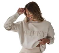 Six Stories Wifey Champagne Sweatshirt, Mrs Pullover, Medium
