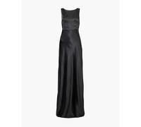 Six Stories Womens Black Draped-back Slim-fit Woven Maxi Dress 16