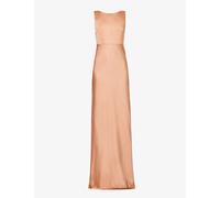 Six Stories Womens Burnt Peach Cowl-back Sleeveless Satin Maxi Dress 16