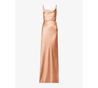 Six Stories Womens Burnt Peach Cowl-neck Flared-hem Satin Maxi Dress 16