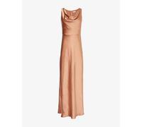 Six Stories Womens Burnt Peach Sleeveless Cowl-neck Satin Maxi Dress 16