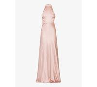 Six Stories Womens Rose Halterneck Slim-fit Satin Maxi Dress 16