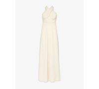 Six Stories Womens Vintage Cream Crossover Halterneck Chiffon Maxi Dress 16