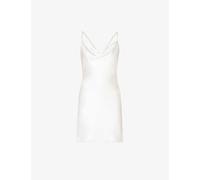 Six Stories Womens White Cowl-neck Beaded-strap Satin Mini Dress 10