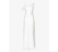 Six Stories Womens White Sleeveless Cowl-neck Satin Maxi Dress 16
