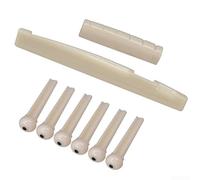 Six String Acoustic Guitar For Bridge Pin Nut Saddle For Combo White Plastic Repair Kit Compatible With Most Standard Folk And Classical Guitars Parts(White)