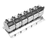 Six-Unit Manual Tally Counter, Metal Mechanical 4-Digit Counter, Accumulates to 9999, Handheld Clicker with Stainless Steel Housing, 8.7 in / 22 cm Long for Warehouse Inventory, Traffic