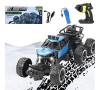 Six-Wheel Alloy Rock-Climbing RC Car, 4 WD High-Speed Off-Road Remote Control Truck with Dual Magnetic Motors,Non-Slip Tires, Sensitive Steering, Unleash The Beast on Any Terrain (Blue)