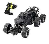 Six-Wheel Alloy Rock-Climbing Rc Car, 4WD High-Speed Off-Road Remote Control Truck, All-Terrain High-Resilience Shock Absorption, Anti-Collision Front, Suitable for Both Indoor and Outdoor Use (Black)