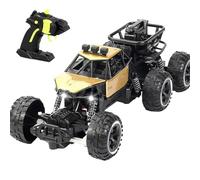 Six-Wheel Alloy Rock-Climbing Rc Car, 4WD High-Speed Off-Road Remote Control Truck, All-Terrain High-Resilience Shock Absorption, Anti-Collision Front, Suitable for Both Indoor and Outdoor Use (Gold)