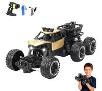 Six-Wheel Alloy Rock-Climbing RC Car, 4WD High-Speed Off-Road Remote Control Truck, Shock Absorption, Non-Slip Tires, Rechargeable All-Terrain RC Toy for Kids & Adults (Gold)