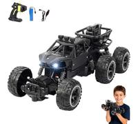 Six-Wheel Alloy Rock-Climbing RC Car, 4WD High-Speed Off-Road Remote Control Truck, Shock Absorption, Non-Slip Tires, Rechargeable All-Terrain RC Toy for Kids & Adults (Black)