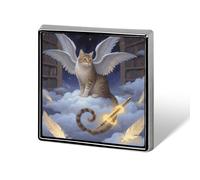 Six Winged Angel Cat Lapel Pin Square Metal Brooch Pin with Secure Pin Back Fashion Button Badge for Clothing, Hats, Bags Decoration