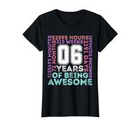 Six Year Old Birthday, 6 Years Old, Sixth Bday, 6th Birthday Value Graphic T-Shirt, Women, Black, L