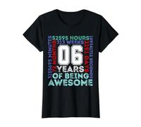 Six Year Old Birthday, 6 Years Old, Sixth Bday, 6th Birthday Value Graphic T-Shirt, Women, Black, L