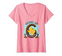 Six Years of Lone Star Fun Texas Birthday Gift V-Neck T-Shirt, Women, Pink, S