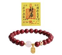 SIXAOAZZ Feng Shui Cinnabar Good Luck Wealth Buddha Bracelet with Triple Protection Blessed By Chinese Monk Authentic Red Amulet Spiritual Bead Jewelry for Prosperity and Success, One Size, Cinnabar