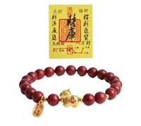 SIXAOAZZ Feng Shui Cinnabar Good Luck Wealth Buddha Bracelet with Triple Protection Blessed By Chinese Monk Authentic Red Amulet Spiritual Bead Jewelry for Prosperity and Success, One Size, Cinnabar