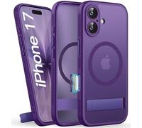SIXBOX for iPhone 17 Magnetic Case with Stand, Camera Control Button, Compatible with MagSafe, Full Lens Protection, Military Grade Drop, Translucent Matte Slim Rugged Case for iPhone 17, Dark Purple