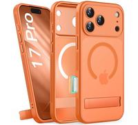 SIXBOX for iPhone 17 Pro Case Magnetic with Stand, Camera Control Button, Full Lens Protection, Compatible with MagSafe, Military Grade, Translucent Thin Women Men Hard Case for 17 Pro, Orange