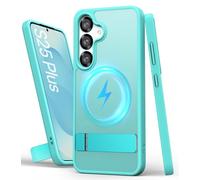 SIXBOX for Samsung Galaxy S25+Plus Case with Stand Compatible with MagSafe, Military Grade Drop Protection & Raised Edge, Metal Kickstand Matte Rugged Magnetic Phone Case for Samsung S25 Plus, Teal
