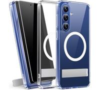 SIXBOX for Samsung Galaxy S26 Plus Magnetic Case with Kickstand, 2 Privacy Screen Protectors, Compatible with MagSafe, Full Lens Protection, Slim Transparent Silicone Cover for Galaxy S26 Plus, Clear