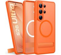 SIXBOX for Samsung Galaxy S26 Ultra Magnetic Case, Built-in Stand, Compatible with MagSafe, Full Lens Protection, Military Grade Protective, Hard Thin Durable Case for Samsung S26 Ultra 2026, Orange