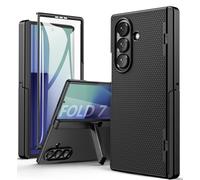 SIXBOX for Samsung Galaxy Z Fold 7 Case with Stand & Hinge Protection & Screen Protector, Adjustable Kickstand, Slim Durable Shockproof Hard Phone Case for Samsung Galaxy Z Fold 7 5G 2025, Black