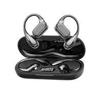 sixco Language Translation Earbuds Open Ear Wireless Bluetooth Headphones, Painless Air Line Earplugs with LED Digital Display, Charging Case, Sweatproof for Running, Black