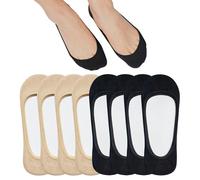 SIXDAYSOX No Show Socks for Men 8 Pack Cotton Thin Low Cut Non Slip for Loafer Flats Sneakers 5-8/9-11/12-15, 8 pairs, 4 black + 4 skin colours, 37-40.5 EU