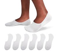 SIXDAYSOX No Show Socks Men 6/8 Pack Invisible Low Cut Socks Non Slip Short Socks Size 5-11/10-13, 6 Pure White, 4-10.5 UK