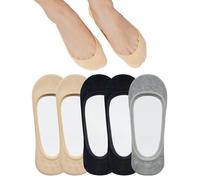 SIXDAYSOX No Show Socks Women for Flats 4 to 8 Pack Non Slip Invisible Ultra Low Cut Socks Shoe Size 5-8/9-11, 5 Pairs-2 Black+2 Nude+1 Gray, 8-10 UK
