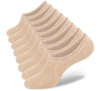 SIXDAYSOX Womens No Show Socks 4-8 Pairs Ondo Low Cut Non-Slip Socks Invisible Cotton Liner Socks, 4 Pairs-4 Beige, 8-10 UK