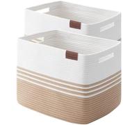 SIXDOVE Storage Baskets, 42L*2 Pack Storage Baskets for Organizing, Laundry Basket for Closet,Cotton Rope Blanket Basket for Storage, Toy Storage Basket for Living Room, Laundry Room, Bedroom-Jute
